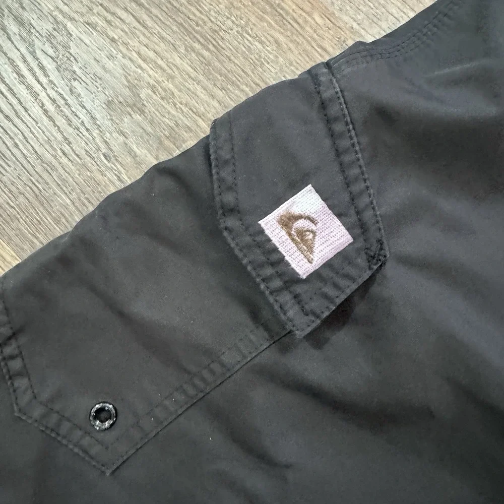 Quicksilver Black Cargo Board Shorts Swim Trunks Mens‎ Surfer Skater
